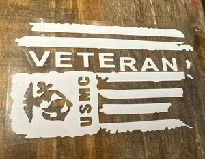 U.S. Marine Veteran American Flag Permanent Vinyl Decal Sticker Car Truck Window - Bild 1 von 1