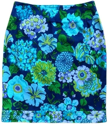 Y2K Leggiadro яркий цветочный хлопок карандаш юбка размер 6 сделано в Италии - Изображение 1 из 4