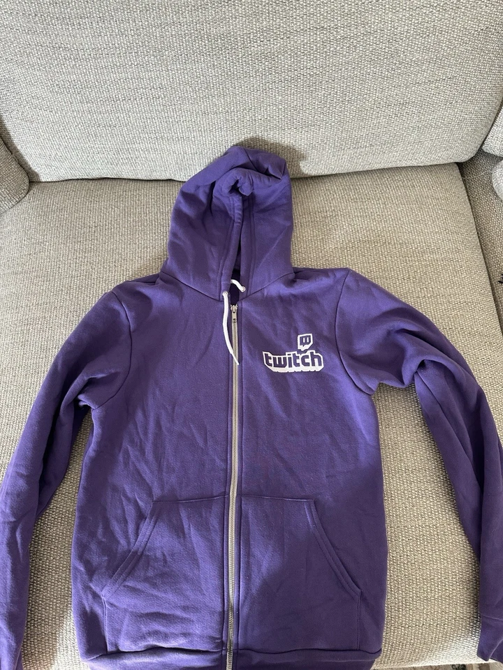 Sudadera con Capucha Twitch Púrpura Bordada Súper Rara Talla Pequeña Ropa Americana Foto 1 de 2
