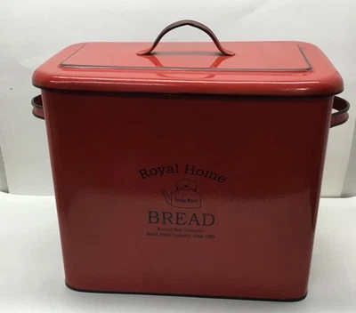 Royal Home Enameled Bread Box Dutch Metal Co. Red w/Black Lettering…..…..[S13-2] - Image 1 of 4