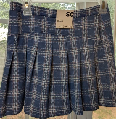 New Girls Size 14 /16 Blue Plaid  Skort (SO Brand) XL - Image 1 of 4