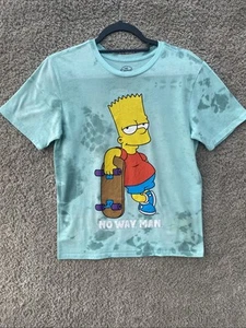 Teal Blue XXL 36”Chest Short Sleeve Tie Dye Shirt Bart “no Way Man” The Simpsons - Picture 1 of 8