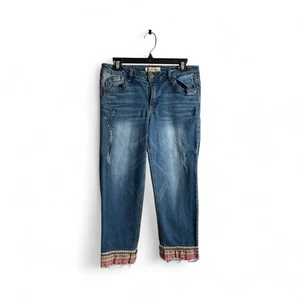 Democracy Damen Größe 8 Cropped Jeans verzierter Saum Bohemian Hippie 6341 - Bild 1 von 10