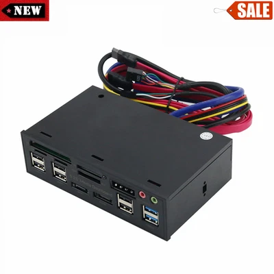 5,25" PC Frontplatte Armaturenbrett Medien USB 3.0 Hub Audio Esata Sata Kartenleser - Bild 1 von 4