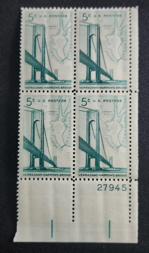 US Scott 1258 - Verrazano-Narrows Bridge - MNH - 1964 Issue - Plate Block of 4 - Image 1 of 1