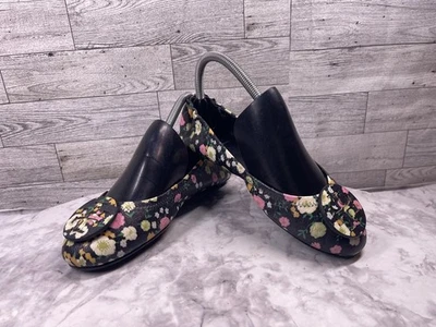 Tory Burch Ballet Flats Women6 Minnie Travel Shoes Black Floral Leather Loafers — 第 1/4 张图片