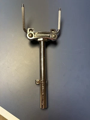 LUDWIG Double Rack Tom Drum Mount Post Holder Part w/ L-Arms 70s 80s Vtg 12 Inch - Image 1 of 4