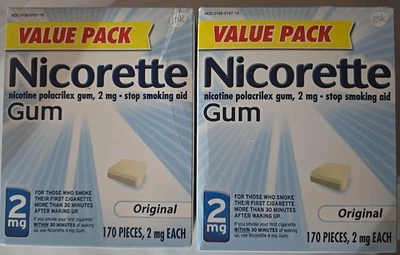 Goma de Nicotina Nicorette Original, 2mg - 170 unidades 2 CAJAS (VER FOTOS PARA FECHAS) Foto 1 de 2