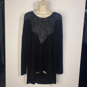 Camicetta MOA MOA nera con perline formale manica lunga argento top strega 1x capriccioso - Foto 1 di 4