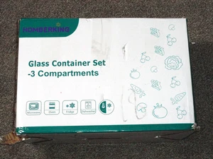 HOMBERKING 6er Pack Glas Meal Prep Behälter 6 3 Fächer, schwarz - Bild 1 von 5