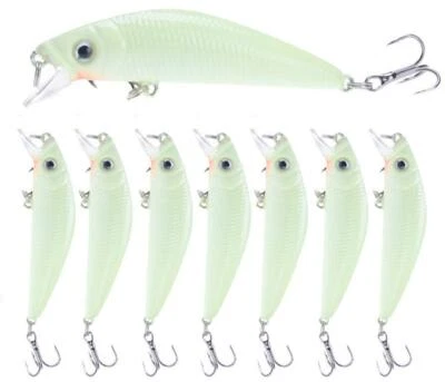 10 PIEZAS Señuelo de Pesca Luminoso Brillo Nocturno Crankbait Minnow Cebo Swimbaits Agua Salada Foto 1 de 4