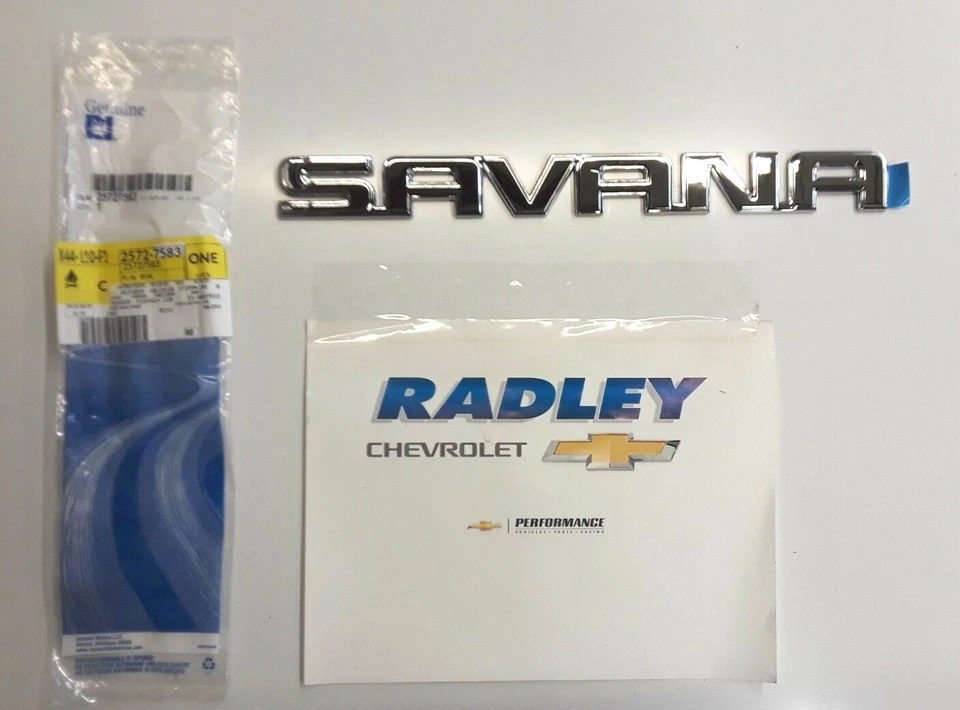 NUEVO OEM GM 03-17 SAVANNA CROMO PUERTA TRASERA EMBLEMA "SAVANNA" # 25727583 B192 Foto 1 de 1