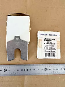 Lot of 10 PRECISION BRAND 50mm X 50mm X 2.00mm Metric Slotted Shims Made in USA - Foto 1 di 4