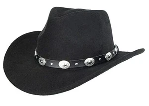 Classic Western-Cowboy-Hat Men Womens Wide Brim Cowgirl Hats Medium Black-1 - Picture 1 of 8