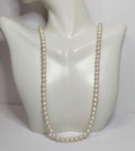 Faux Pearl Necklace White Barrel Closure 24" - Picture 1 of 4