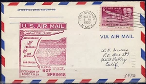 Cover First Flight United States, 1950. Hot Springs to Mill Valley. Extension - Picture 1 of 3