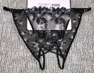 Victoria's Secret Ziggy Glam NWT Crotchles String Bikini Panty Large Black Sexy - Picture 1 of 11
