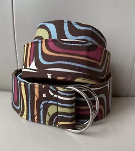 Einzigartiger Stoffgürtel bunt Retro Boho Doppelring handgefertigt verstellbar bis 40" - Bild 1 von 16