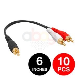 10 Pack RCA Splitter 6 inch RCA Female to 2 RCA Male Dual RCA Y Cable Adapter - Picture 1 of 4