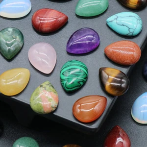 10pcs 25x18mm Mixed Natural Stone Teardrop CAB CABOCHON DIY Jewelry No Holes - Picture 1 of 6