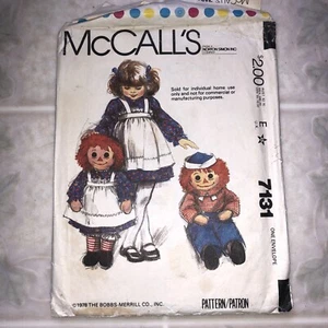 Vintage McCall's Raggedy Ann & Andy modello da cucire 7131. bambola 36" tagliata con cura - Foto 1 di 3
