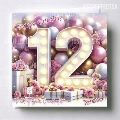 JUST_PERFECTSA Stunning Girls 12th Birthday Card,Beautiful card, Granddaughter ,Niece ,Daughter