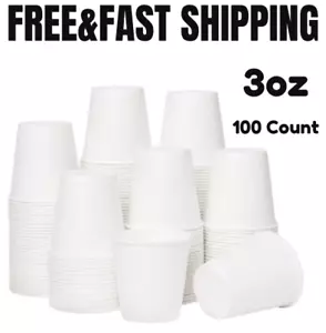 RACETOP 3 oz 100Pack Paper Coffee Cups for Bathroom, Disposable 3 oz, White - Picture 1 of 7
