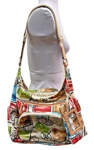 Giani Bernini  Multi-pocket Large Roomy Canvas SHOULDER BAG with Cosmetic Bag - Picture 1 of 7