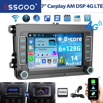 Autoradio 6+128G Android 14 GPS 4G 8Core AM Für VW GOLF 5 6 Passat Touran Tiguan - Bild 1 von 4