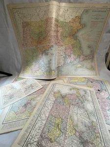 Antique all Original!  Lot of (7) Massachusetts State Maps 1898-1920s - Picture 1 of 23