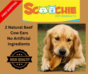 Natural Cow Ears for Dogs Chews 2 Count Dental Health Free Shipping - Picture 1 of 4