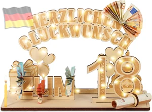 Original 18. Geburtstag Geldgeschenke Holz Mit LED Lichterkette Geschenke Zum 18 - Bild 1 von 6