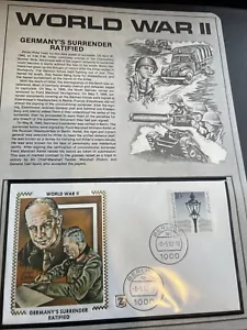 World War 2 Zaso Silk Cachet FDC Germany’s Surrender Ratified 1982 - Picture 1 of 3
