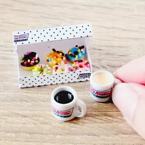 Miniature Donut Coffee Set 1:12 Scale Dollhouse Bakery Food Display Decor - Picture 1 of 10