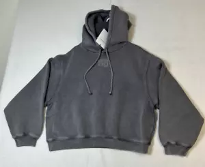ALEXANDER WANG Essential Terry Hoodie Gray Puff Logo in Acid Fog - Picture 1 of 11