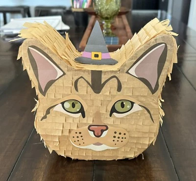 Tabby Kitty Cat /W Which Hat accessory | Mini 8” Piñata | Birthday Party Pinata - Image 1 of 4