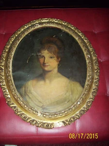 19th century old painting rare portrait  woman red hair period frame rare london - Picture 1 of 12