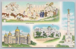 Iowa Kapitol Kuppel und Denkmäler ist Des Moines Postkarte - Bild 1 von 2