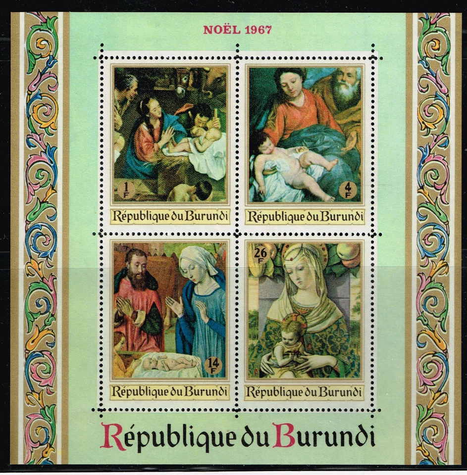 Burundi Art Famous Religious Paintings Souvenir Sheet 1967 MNH - Image 1 of 1