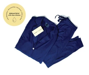 NWT Recliner Women’s 3XL Pajama Sleep Set Long Sleeve Pants Lounge Comfort Navy - Picture 1 of 7