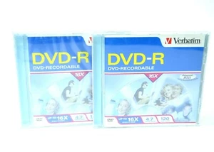Verbatim DVD-R 4.7 GB 120 Min Digital Recording Sealed In Jewel Case Set Of 2 - Picture 1 of 4