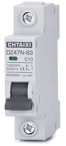 Interruttore Miniatura AC, 10 Amp 120V/240V 1 Polo DIN Rail Mount Circuito Bre - Foto 1 di 12