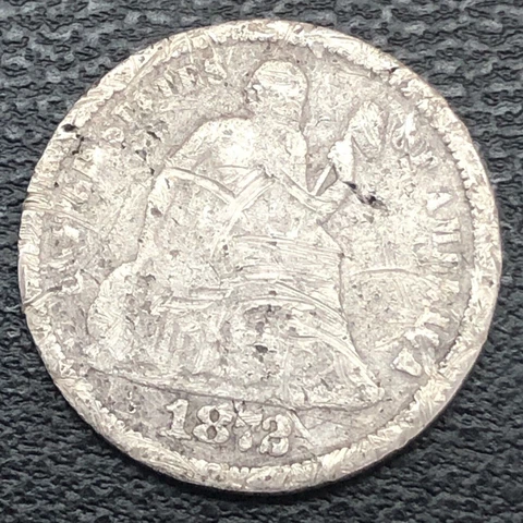 1872 Seated Liberty Dime 10c Nice Grade but Damaged #32717 Cover