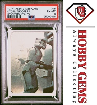 Pegatina álbum STORMTROOPER PSA 6 1977 Panini Italia Star Wars #15 Foto 1 de 2