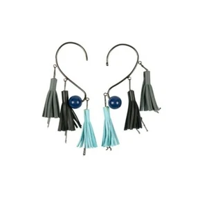 470$ EMPORIO ARMANI Jewels Steel + Leather Fringes Earrings Woman - Picture 1 of 2