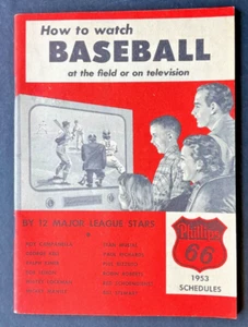1953 Phillips 66 Watch Baseball Mickey Mantle S.Musial R.Campanella B.Lemon Card - Picture 1 of 9