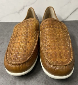 Tommy Bahama Taormina geflochten braun Leder Penny Loafer Schuhe Herren Größe 13 NEU - Bild 1 von 12