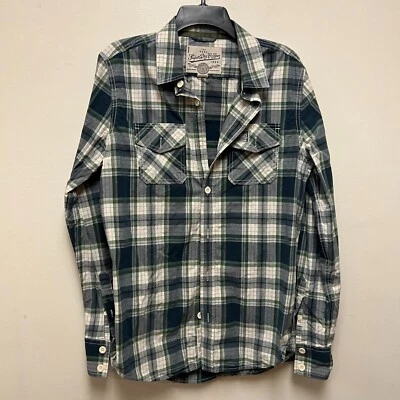 Superdry Shirt Long Sleeve Mens Large Green Plaid Spirit Of Japan *See Descript - Image 1 of 4