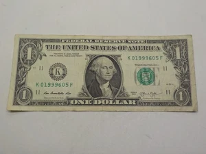 1999 JUN 5, 1999 6 MAY DUAL BIRTHDAY NOTE K 01999605 F, 1$ One Dollar Bill - Picture 1 of 4