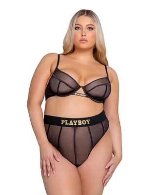 Juego de sujetador Playboy Cage negro/dorado talla grande Queen Foto 1 de 2